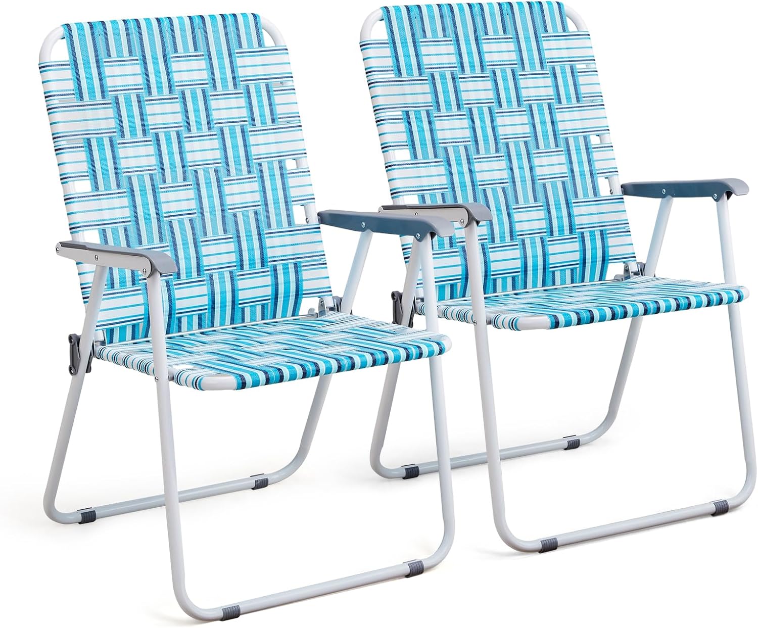 VINGLI Patio Lawn Webbed Folding Chairs Set of 2 Outdoor Beach Portable Lawn Chair