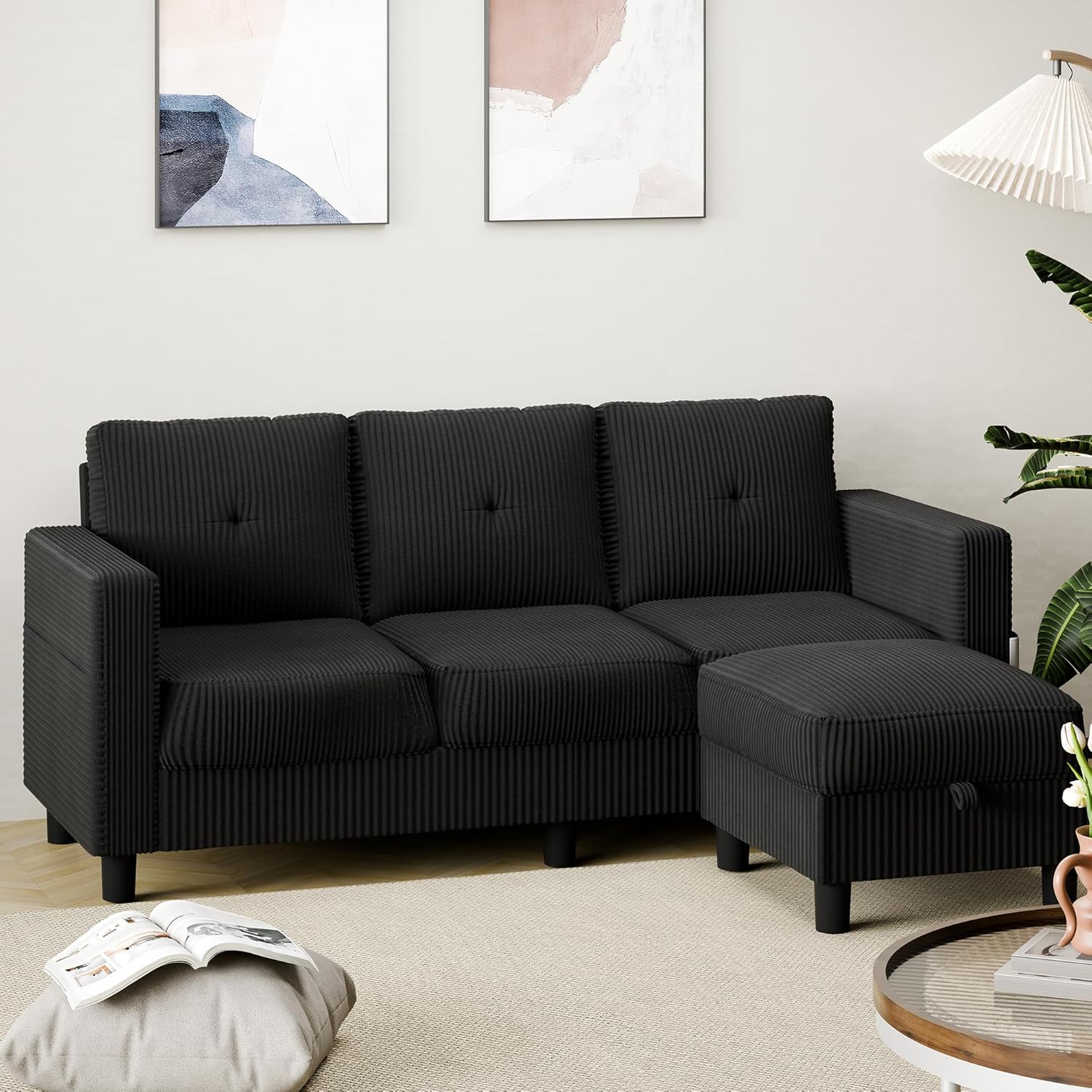 Shintenchi 76" Modern Upholstered Sectional Sofa, L-Shaped Couch