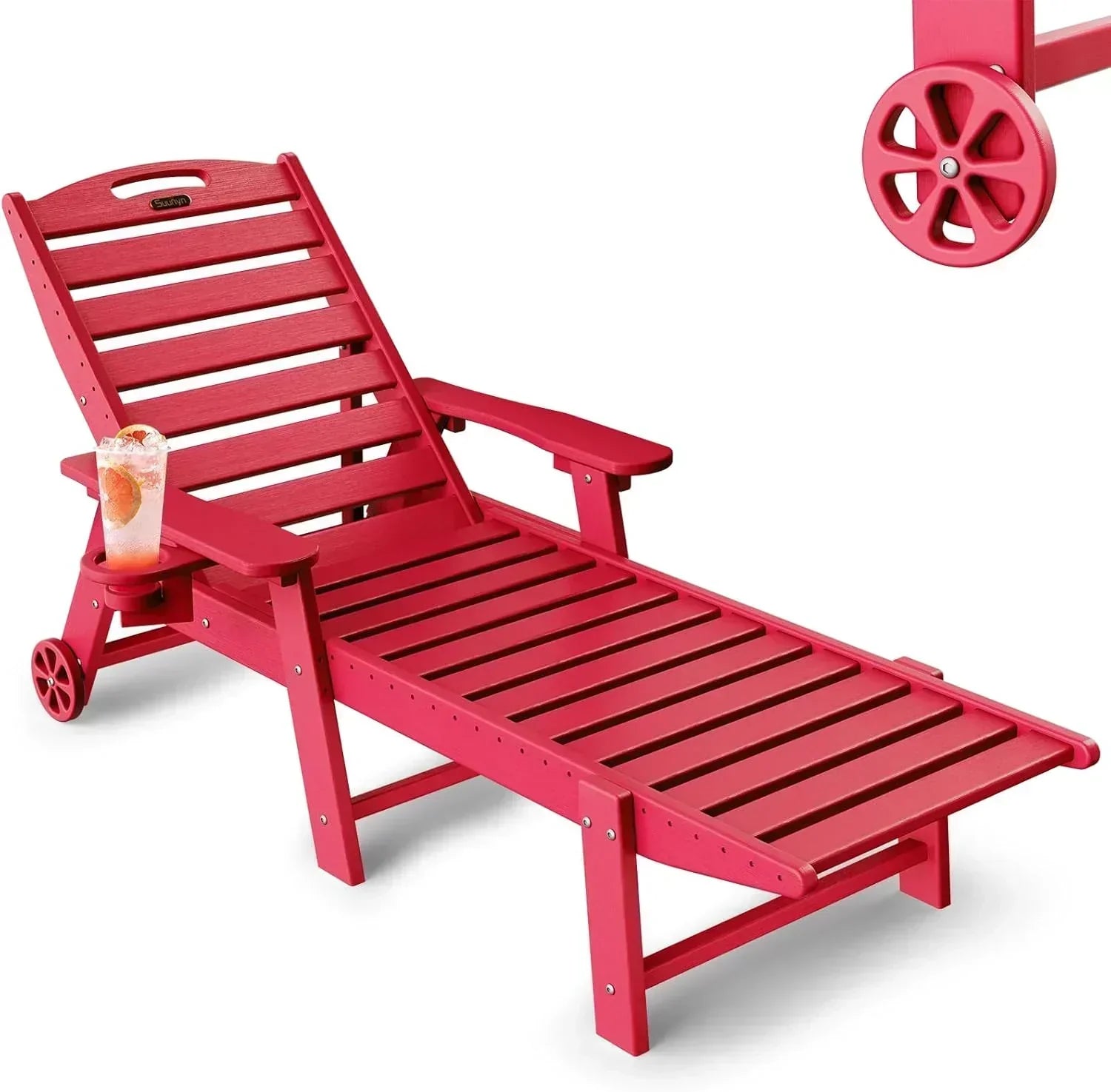 Lounge Chair Outdoor Chaise Lounge HDPE 6-Position Outdoor Chaise Lounge Patio Lounge Chair