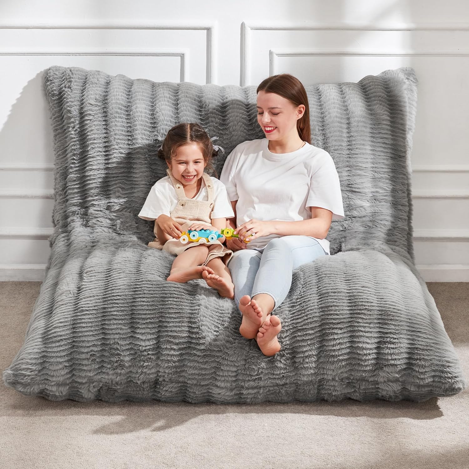 Hobestluk 3 in 1 Bean Bag Chair Giant Bean Bag Chairs Convertible Bean Bag Floor Cushion