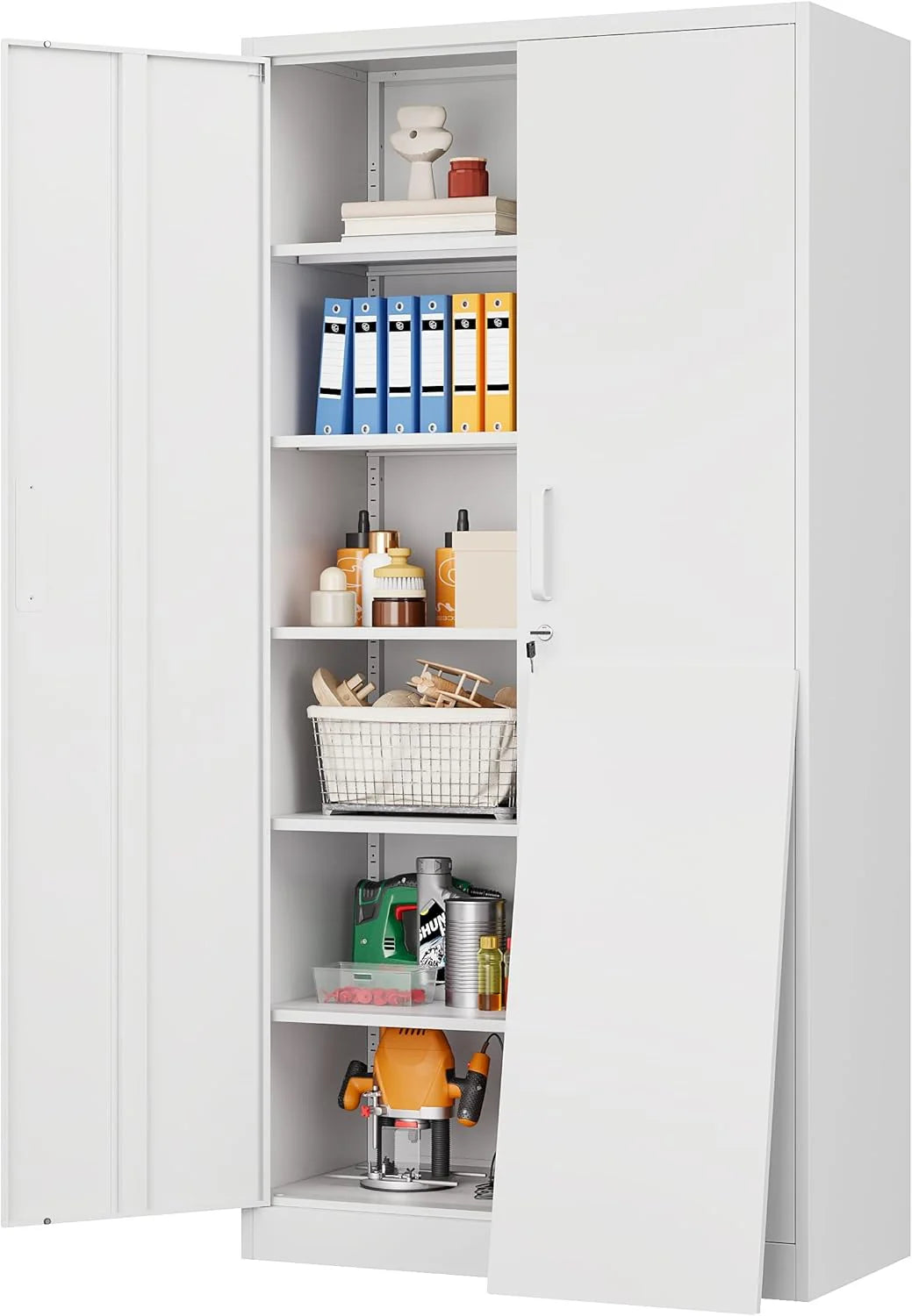 SISESOL Wide & Deep Metal Storage Cabinet with 2 Doors and 6 Shelves,72x36x18