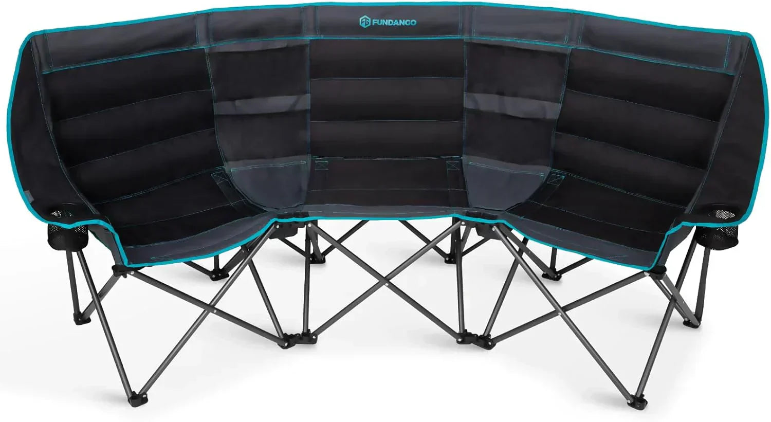 Double Camping Chair Cooler 3-Person Folding Extra Large Camping Chair 1000-Pound Capacity