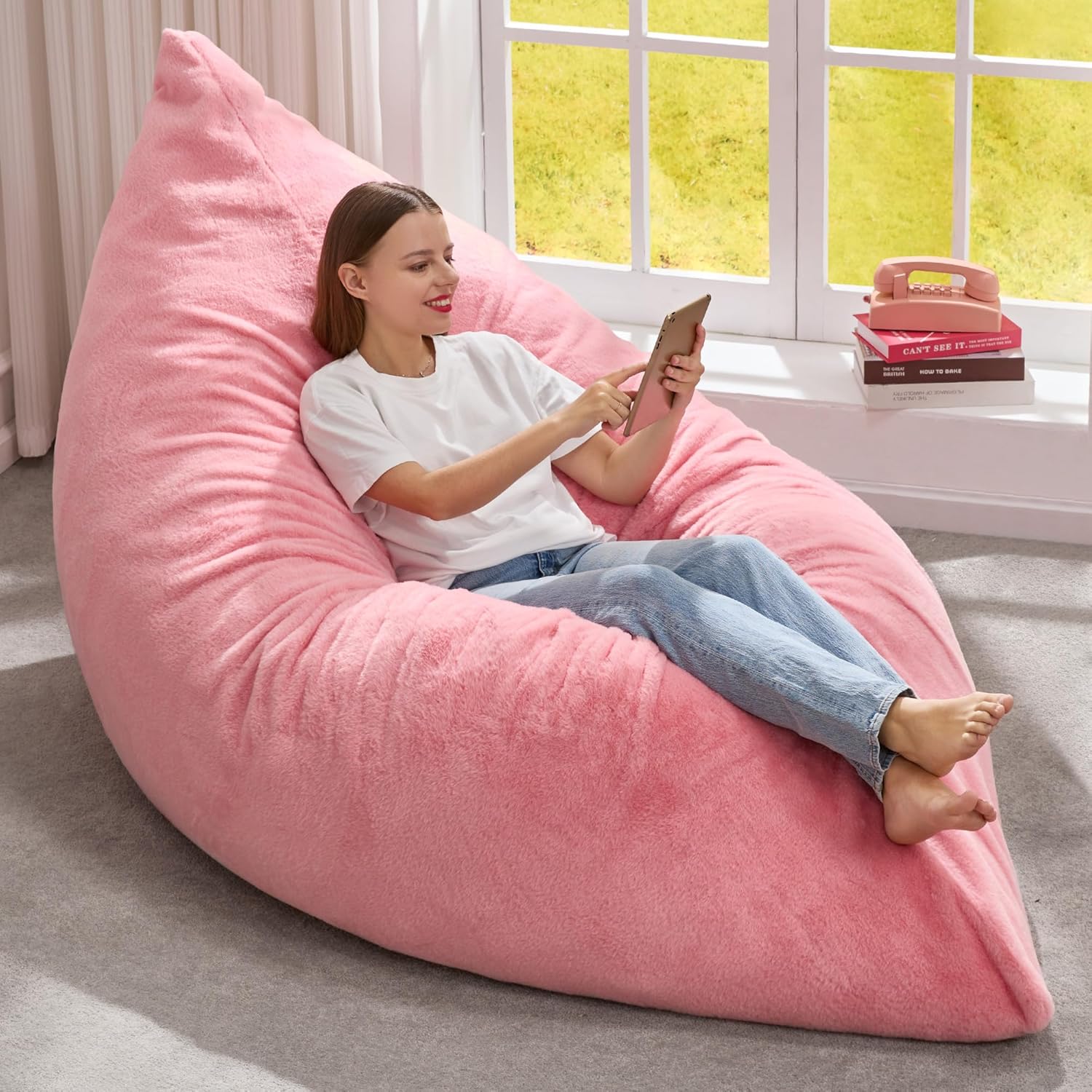 Hobestluk 3 in 1 Bean Bag Chair Giant Bean Bag Chairs Convertible Bean Bag Floor Cushion