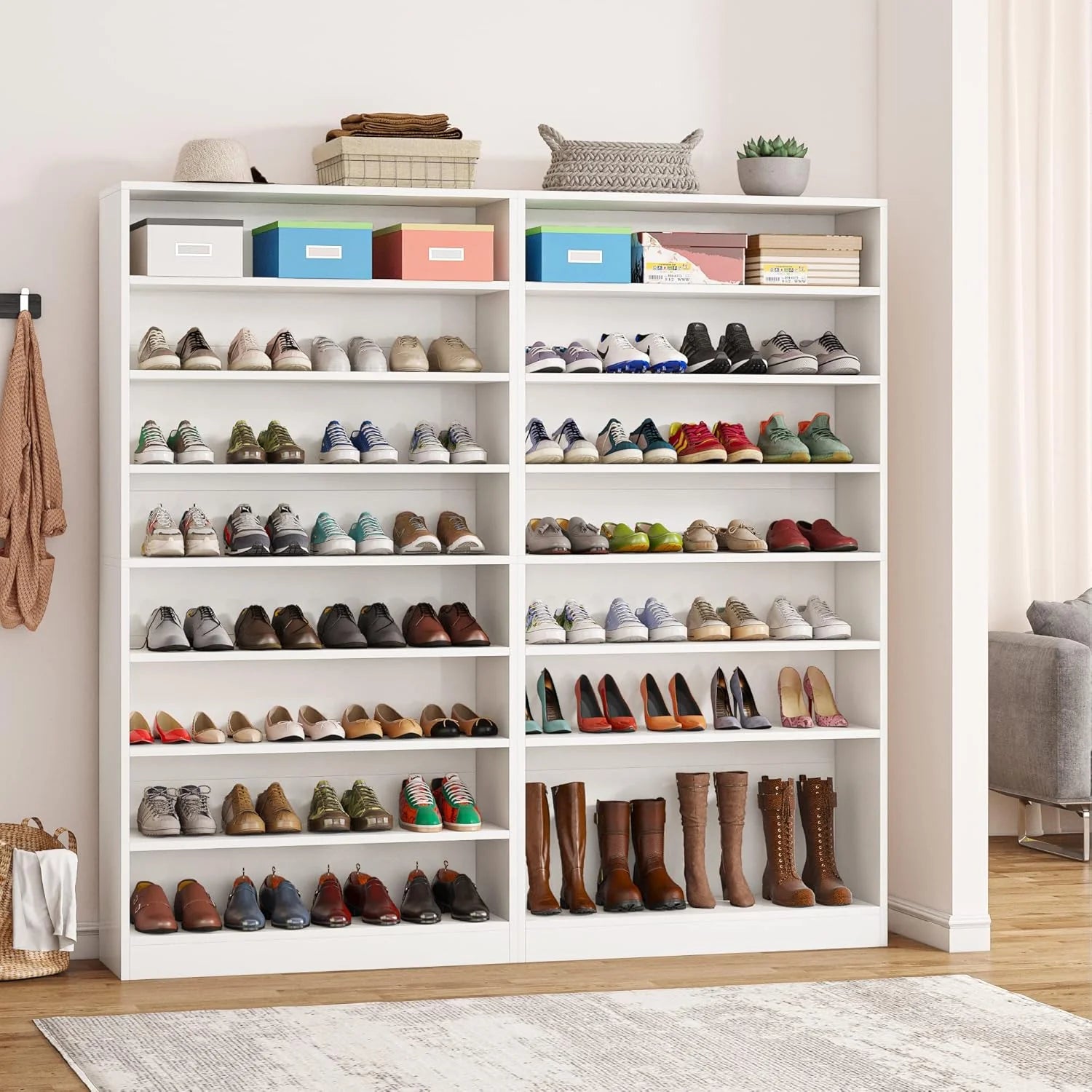 Tribesigns Shoe Cabinet, 9 Tiers 40-45 Pairs Heavy Duty Wood Freestanding Shoe Storage Cabinet