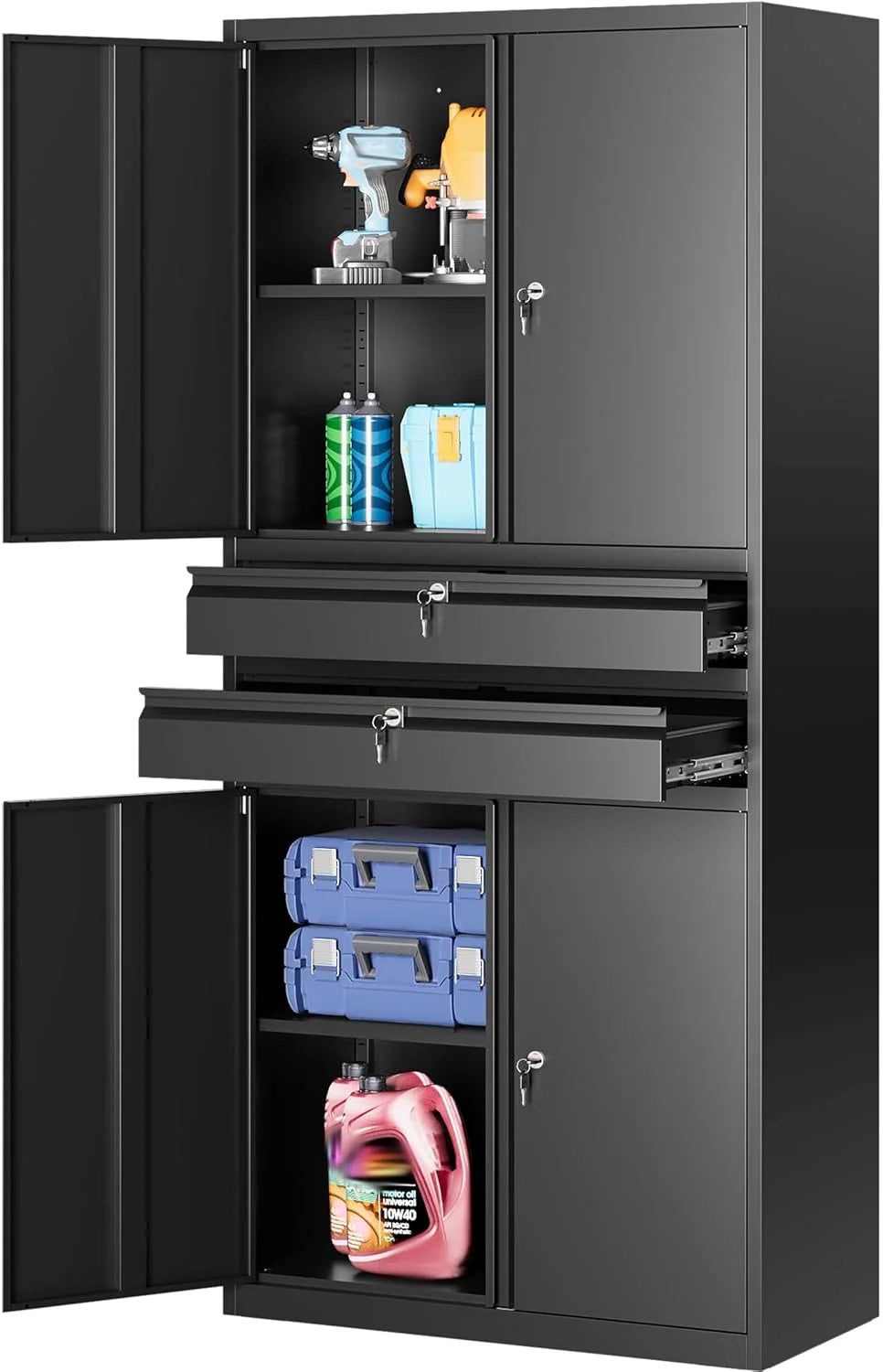 SISESOL Metal Storage Cabinet with Wheels,75 inch Tall Rolling Garage Storage Cabinet
