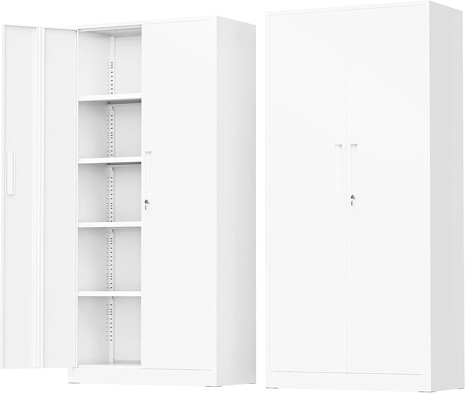 Greenvelly Metal Storage Cabinet, 72" Black Locking Metal Cabinet with 2 Doors and 4 Adjustable Shelves, Lockable Garage Storage Cabinets for Home Office, Garage, Kitchen, Living Room