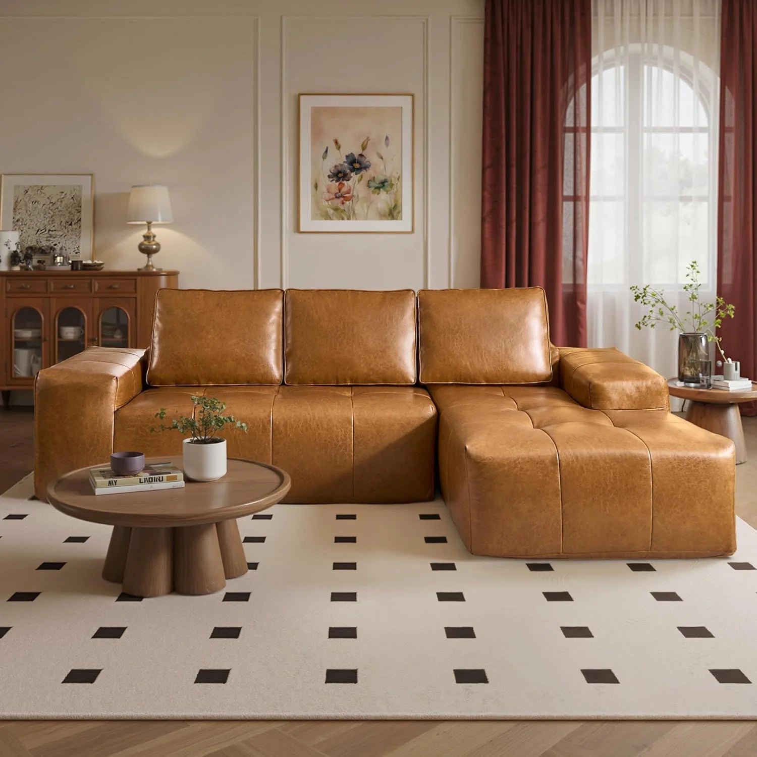 Ovios 104" Cloud Section Sofa L-shaped lounge chair, modern modular sofa
