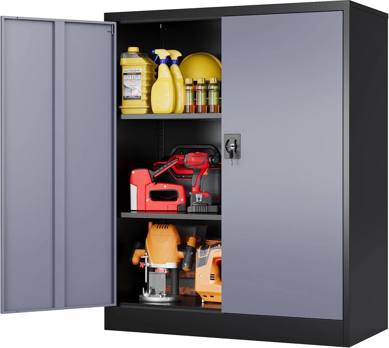 SISESOL Metal Storage Cabinet with Wheels,75 inch Tall Rolling Garage Storage Cabinet