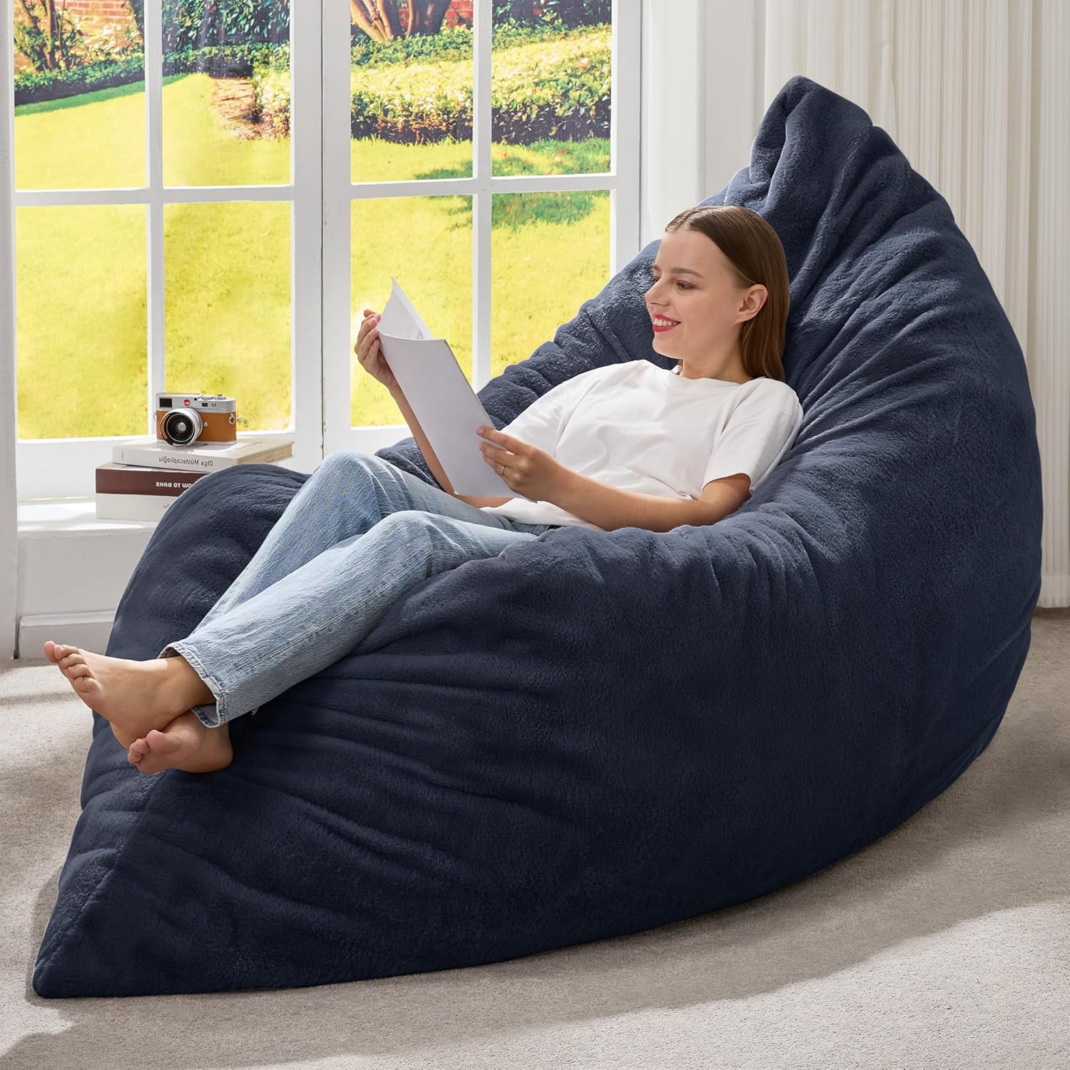 Hobestluk 3 in 1 Bean Bag Chair Giant Bean Bag Chairs Convertible Bean Bag Floor Cushion