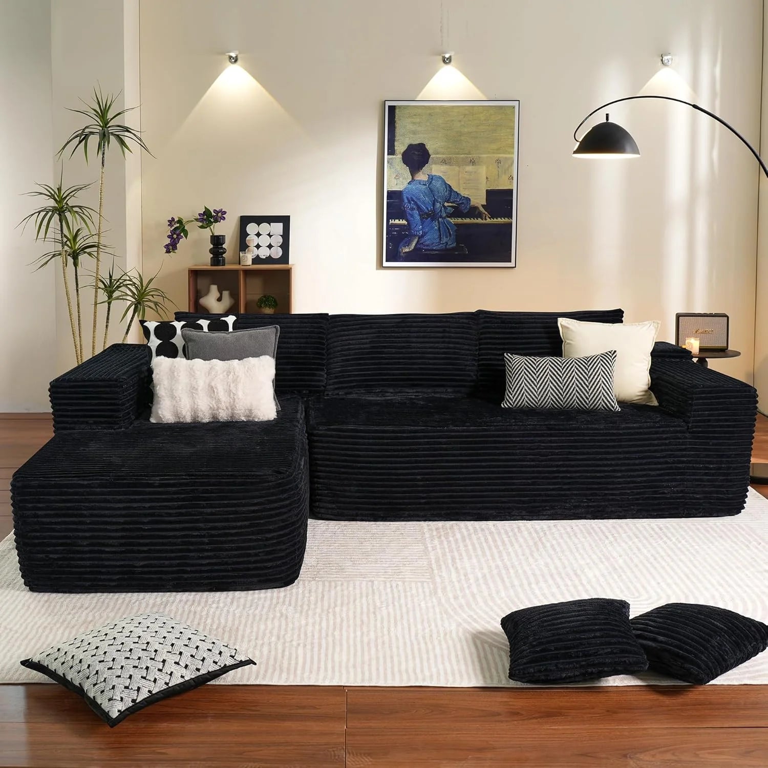 Ovios 104" Cloud Section Sofa L-shaped lounge chair, modern modular sofa