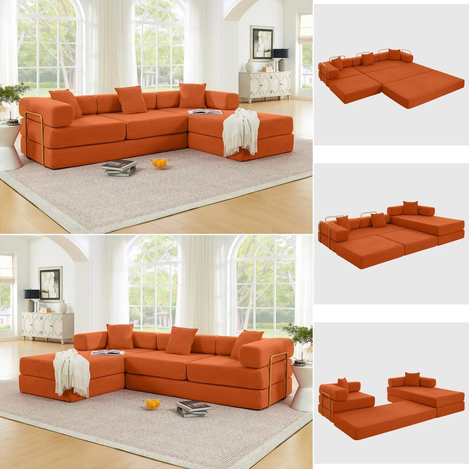 HANXIN 78 Inch Convertible Sleeper Sofa Bed, Folding Floor Mattress Couch
