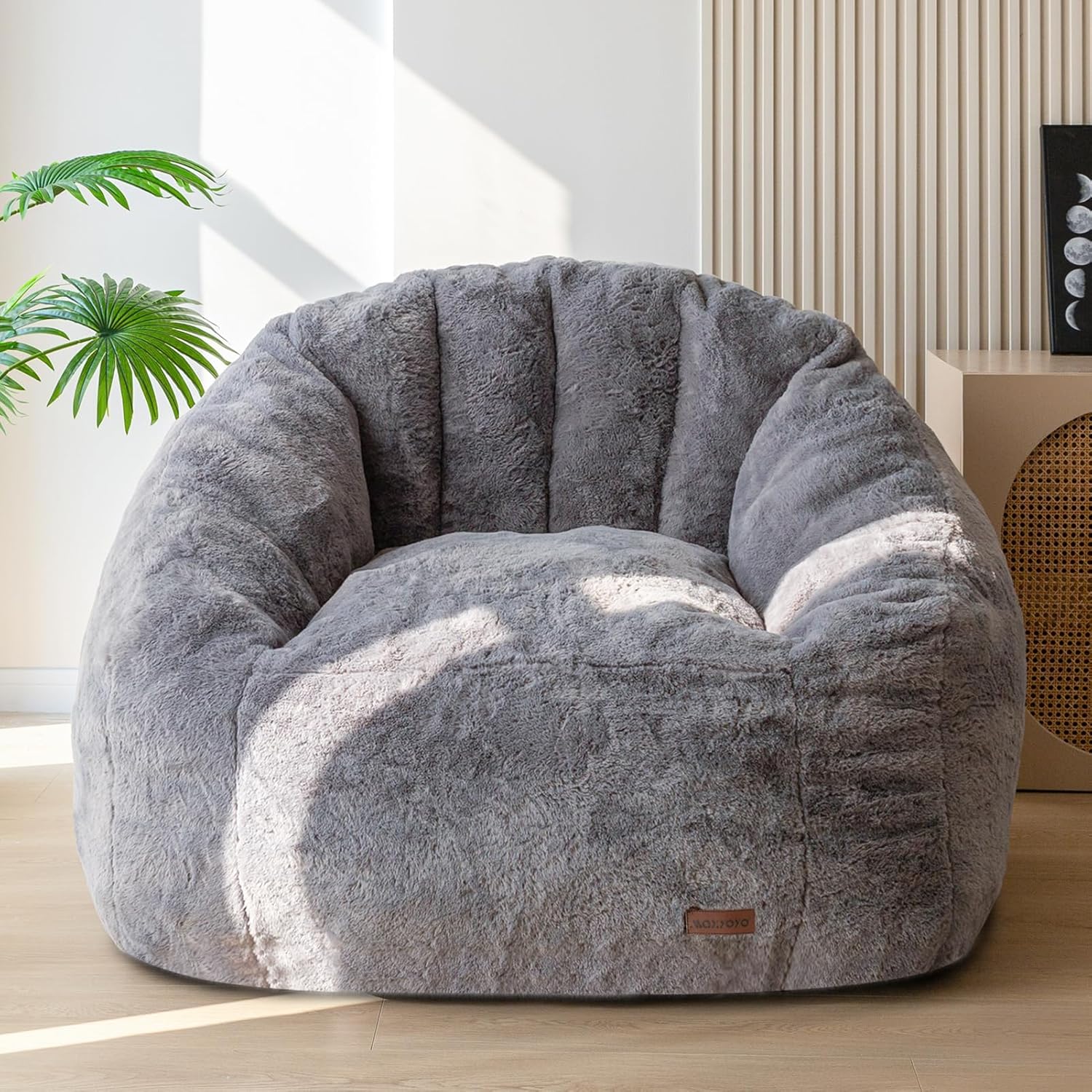 MAXYOYO Giant Bean Bag Chair Oversized Bean Bag Couch Faux Fur Shell-Shaped Large Chair