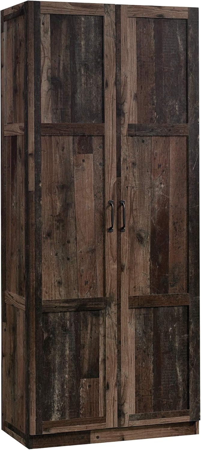 Sauder Storage Cabinet/ Pantry cabinets, 29.61 " x D: 16.02 " x H: 71.50", Cinnamon Cherry finish