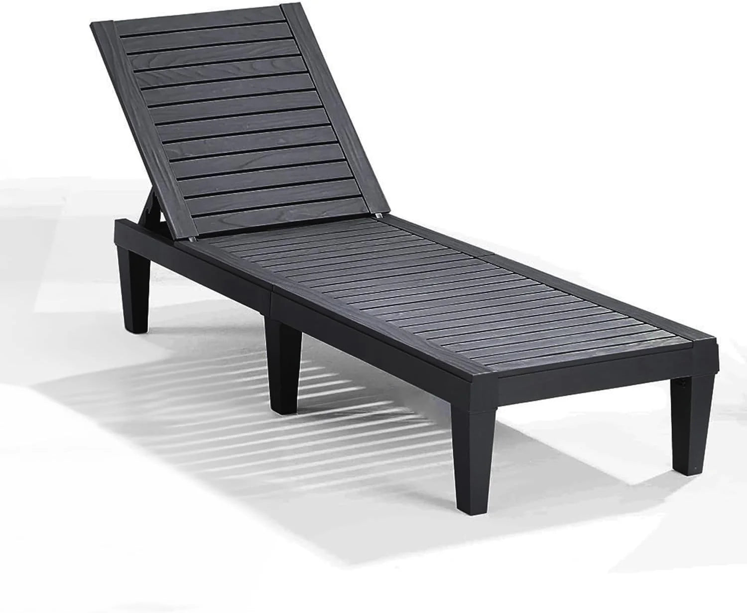 Nestl Patio Chairs Black Chaise Lounge Chair Outdoor 5-Position Adjustable Sun Tanning Chair
