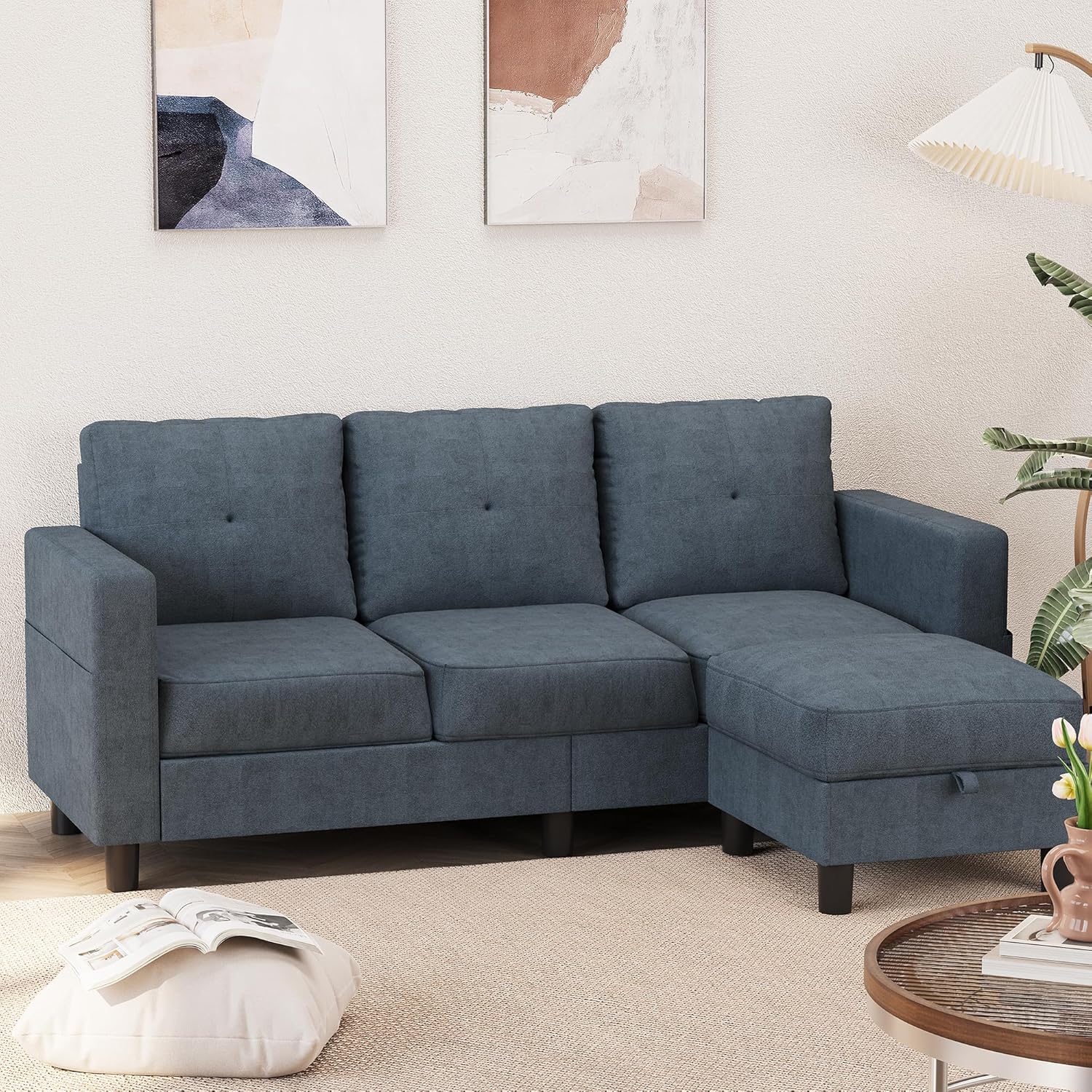 Shintenchi 76" Modern Upholstered Sectional Sofa, L-Shaped Couch