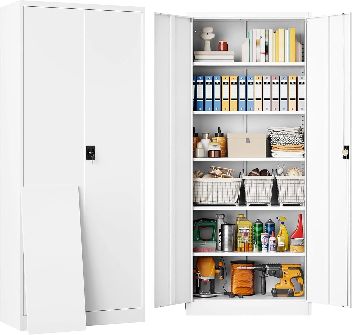SISESOL Metal Storage Cabinet with Wheels,75 inch Tall Rolling Garage Storage Cabinet