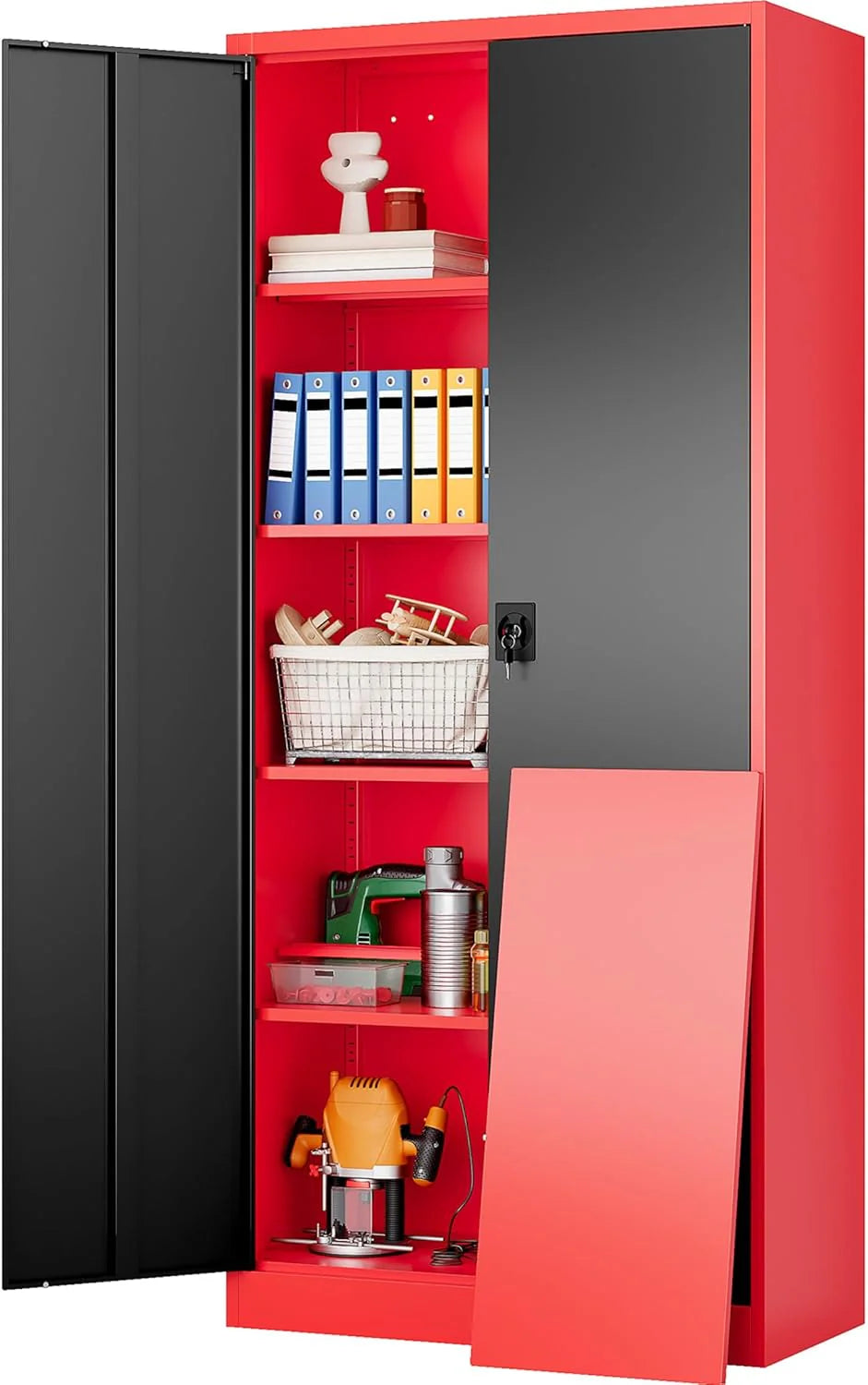 SISESOL Metal Storage Cabinet with Wheels,75 inch Tall Rolling Garage Storage Cabinet