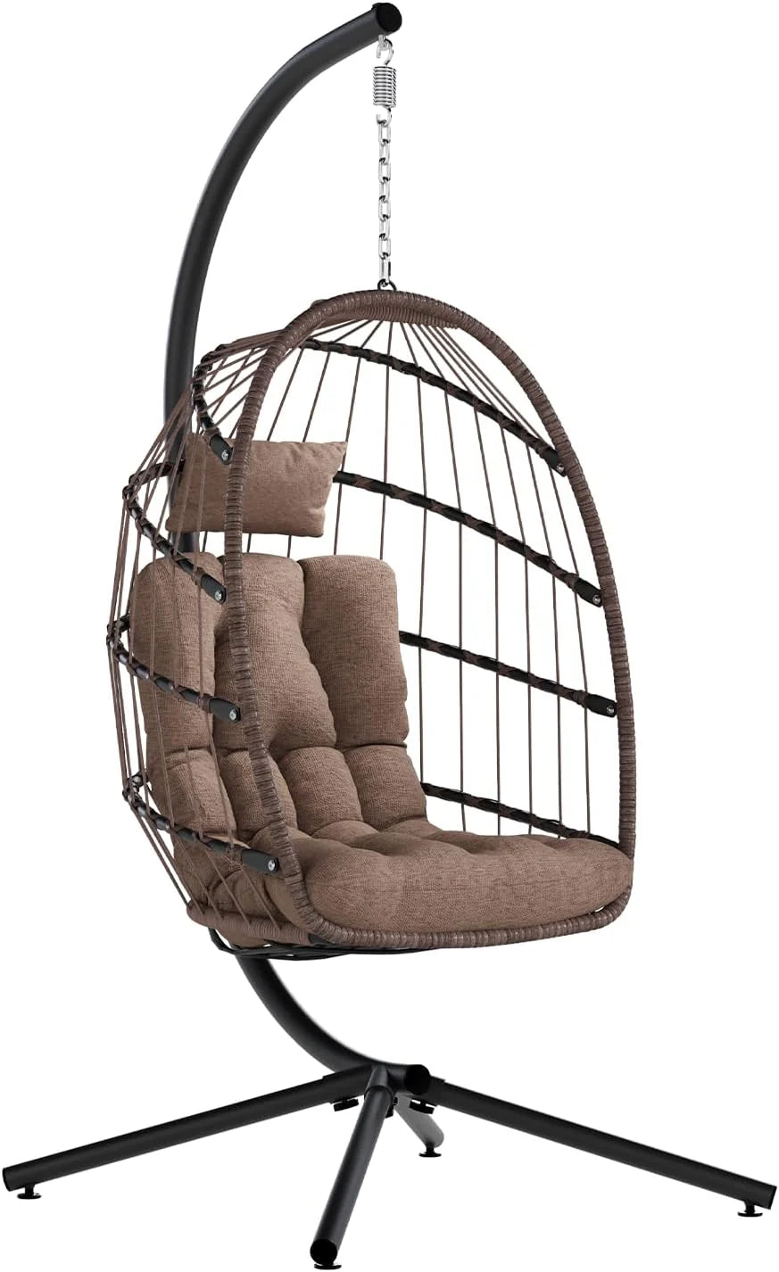 SWITTE Egg Chair Outdoor Indoor Wicker Hanging Egg Swing Chair 350lbs Capacity for Patio