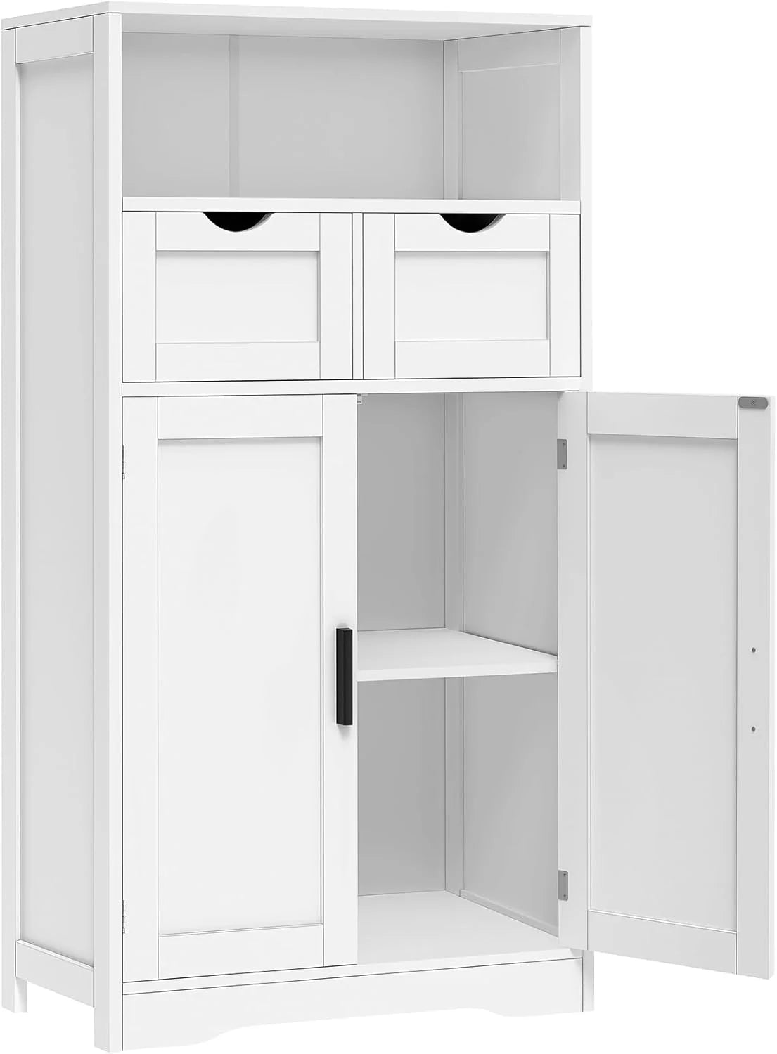 Iwell Storage Cabinet with 2 Drawers & Adjustable Shelves, Cupboard, Floor Cabinet