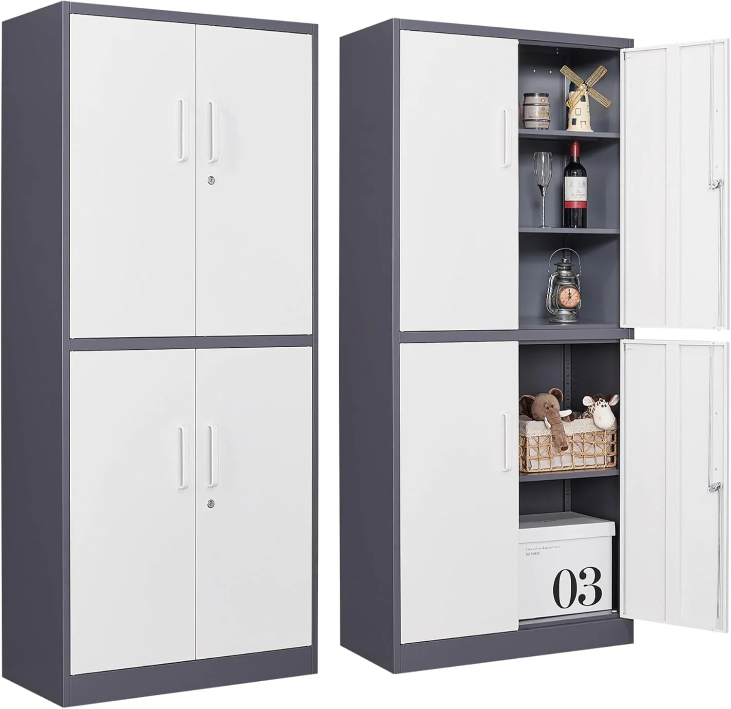SISESOL Wide & Deep Metal Storage Cabinet with 2 Doors and 6 Shelves,72x36x18