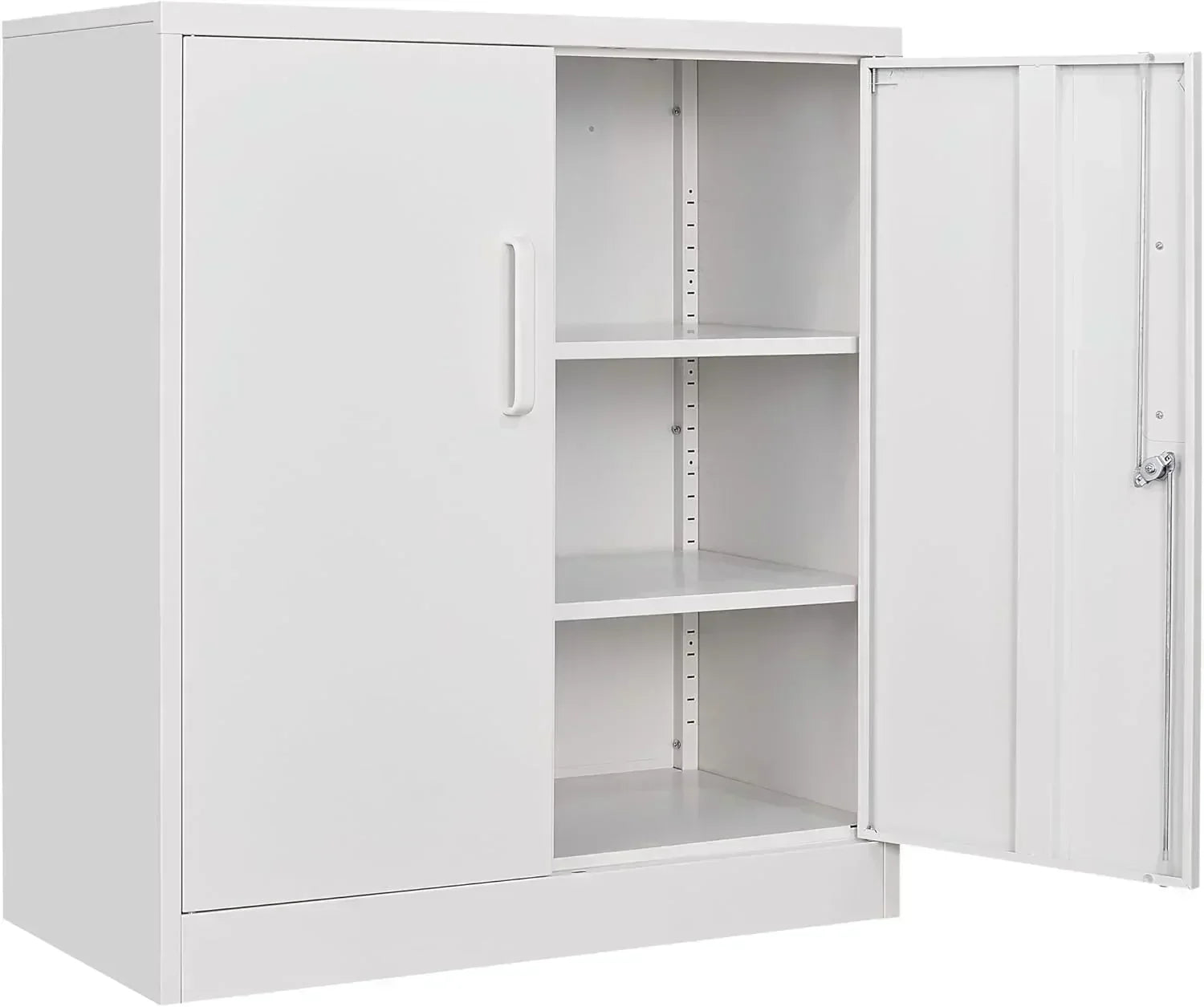 Metal Storage Cabinet with 2 Doors and 6 Shelves Black Metal Cabinet Garage Storage Cabinet