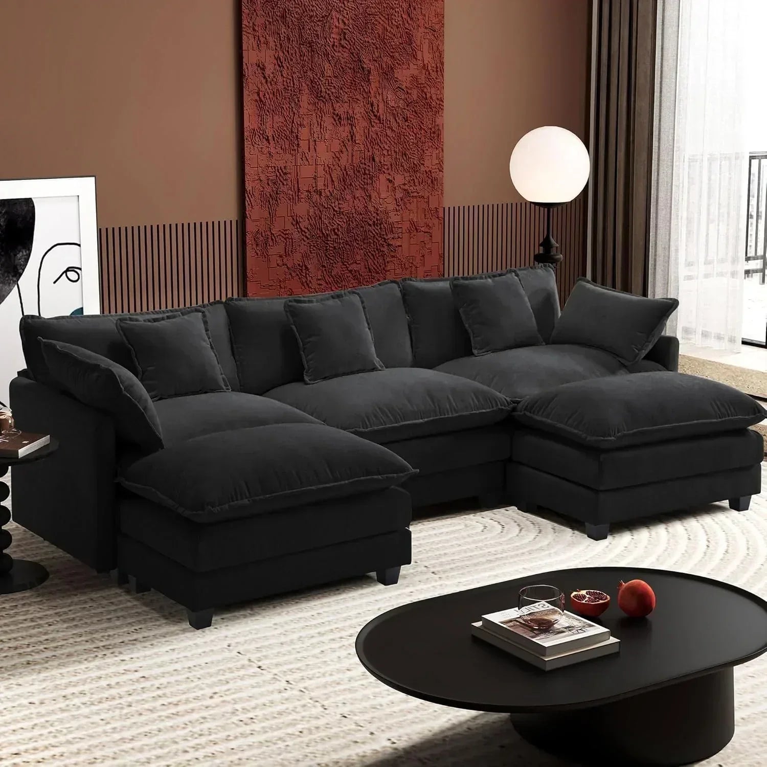 ihanherry 146-inch U-shaped modern sofa modular area cloud sofa