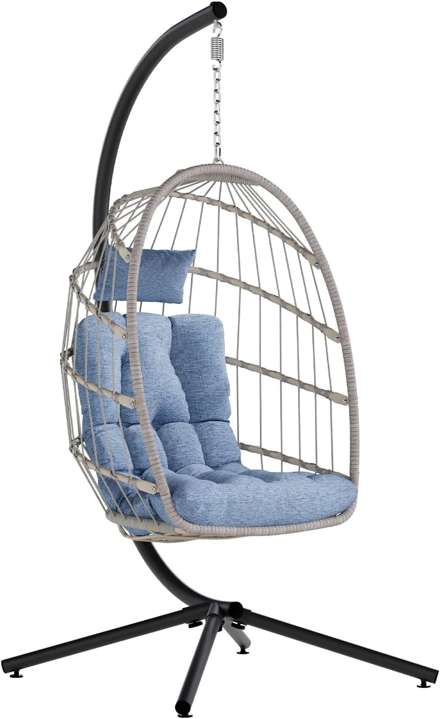 SWITTE Egg Chair Outdoor Indoor Wicker Hanging Egg Swing Chair 350lbs Capacity for Patio