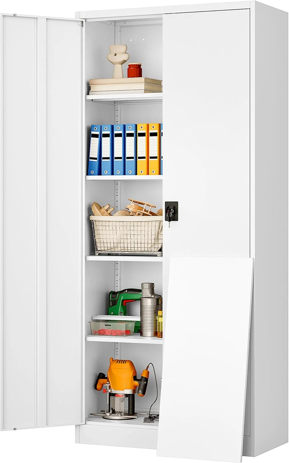 SISESOL Metal Storage Cabinet with Wheels,75 inch Tall Rolling Garage Storage Cabinet