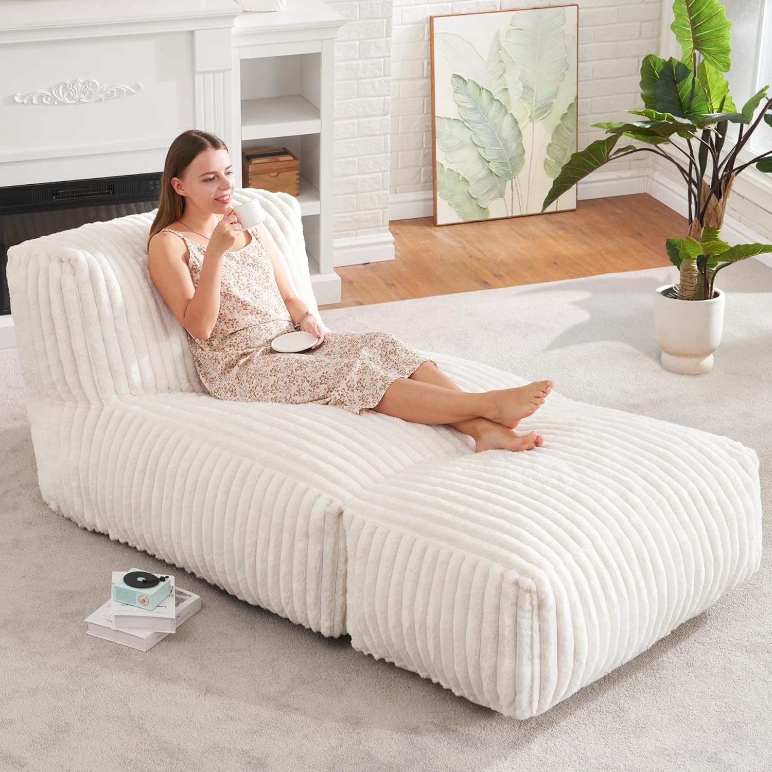 Hobestluk Big Bean Bag Lounger Chairs Large Beanbag Chair for Adults Bean Bag Sofa Memory Foam