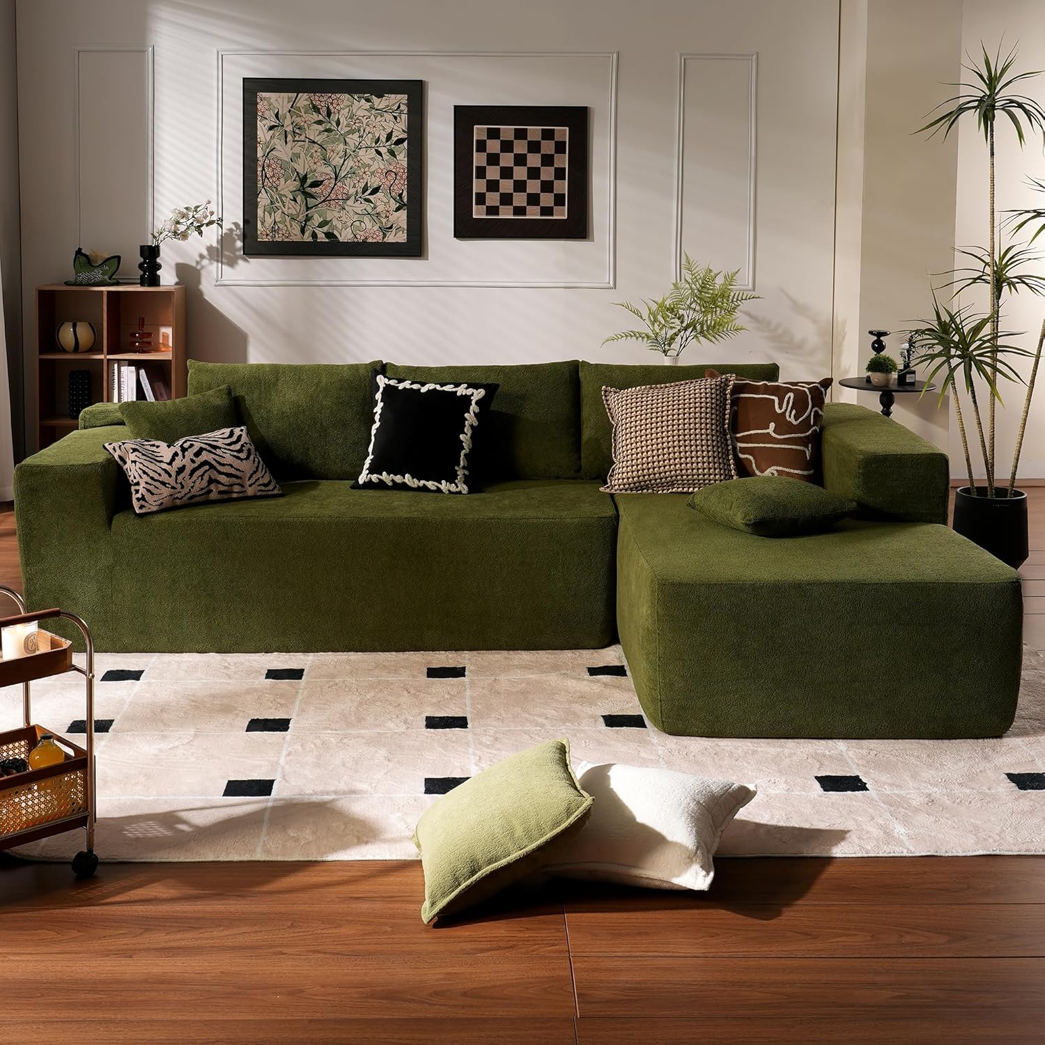 Ovios 104" Cloud Section Sofa L-shaped lounge chair, modern modular sofa