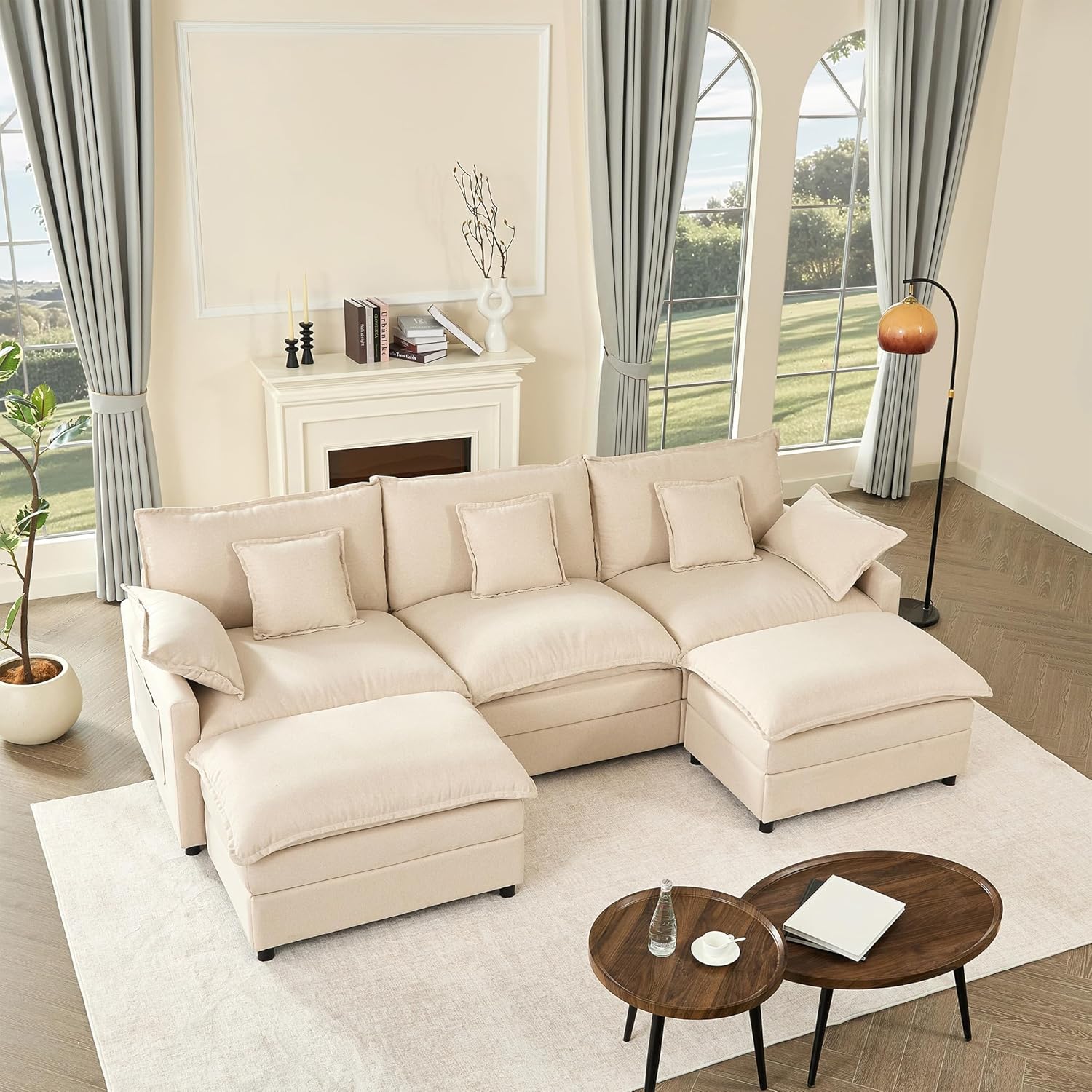 108" U-shaped sofa modular sofa three-seater comfortable cloud sofa