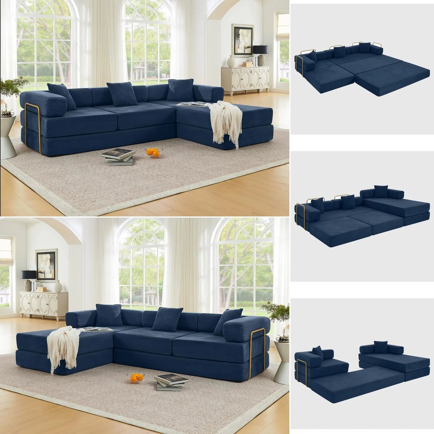 HANXIN 78 Inch Convertible Sleeper Sofa Bed, Folding Floor Mattress Couch