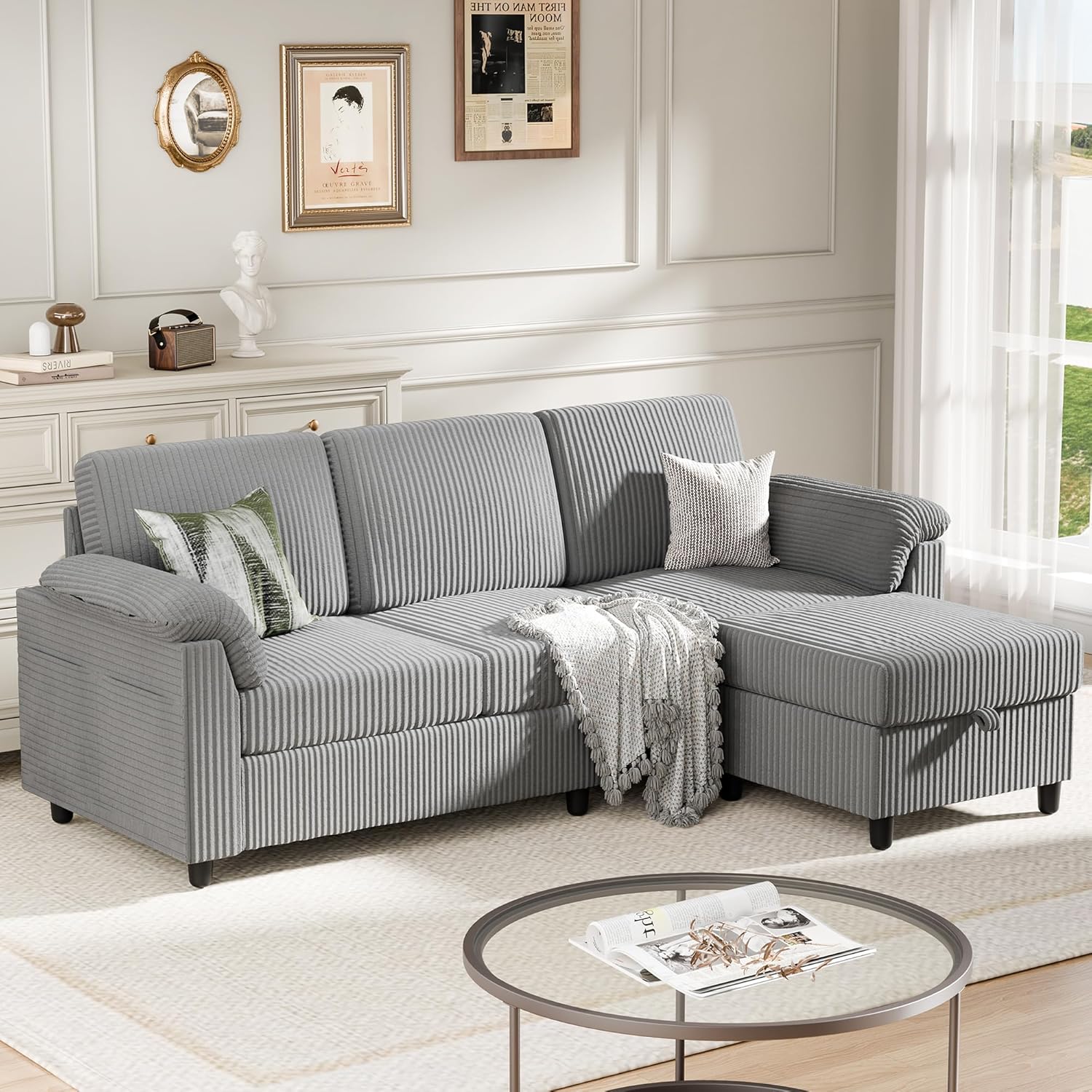 Meilocar Sectional Sofa Couch for Living Room 3-Seat Sofa Couches