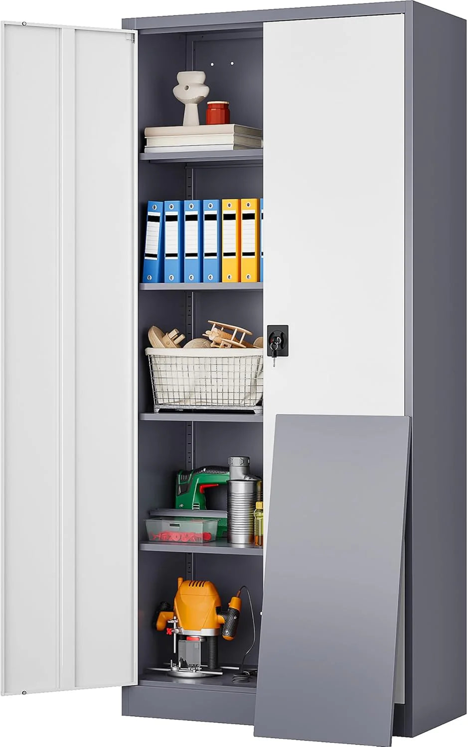 SISESOL Metal Storage Cabinet with Wheels,75 inch Tall Rolling Garage Storage Cabinet