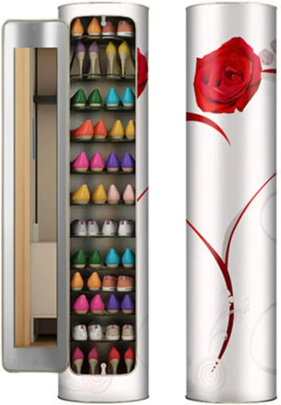 Large-capacity multi-layer rotating disinfection shoe cabinet with mirror deodorizer